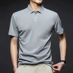 Threebooy New Arrival Men's Fashion Solid Short Sleeve Polo Shirt Summer Breathable Comfortable Turn Down Collar Tops