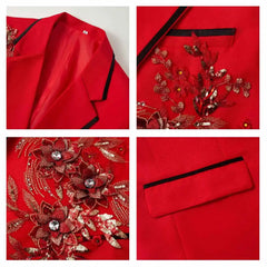 Threebooy Luxury Wedding Groom Tuxedos 2 Pieces Jacket Pants Handsome Applique Rhinestones Special Occasion Party Suits