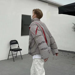 Threebooy 90s 00s Fashion Streetwear American Cotton Jacket Men's Winter New High Street Thick Warm Loose Cotton Jacket