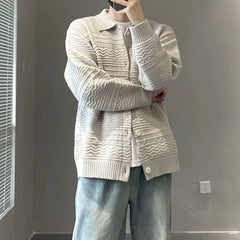 Threebooy Mens Sweater Textured Woven Casual Knitted Sweater Autumn Streetwear Fashion Campus Youth Long Sleeve Tops Men'S Clothing
