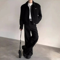Threebooy Short Jacket Men's Autumn Winter Handsome American Shoulder Pad Coat High-end Lapel Baseball Uniform