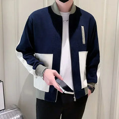 Threebooy Spring Autumn Slim Fit Male Coats Zip V Clothing Fashion Vintage Stylish Harajuku New In Men's Jackets Korean Reviews Many