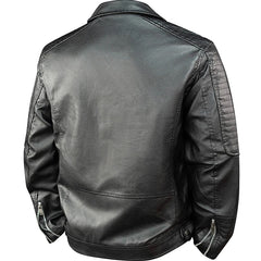 Threebooy New Leather Jackets Men Spring Autumn American Vintage PU Outerwear Mens Solid Moto Biker Leather Coat Streetwear Casual Jacket