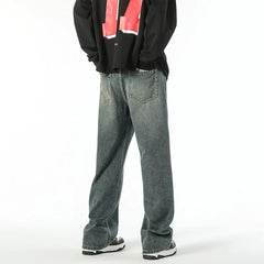 Threebooy American retro vintage vintage slightly flared jeans men's loose spring and autumn floor pants
