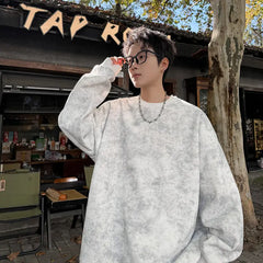 Threebooy Spring Casual Fashion Tie-dye Hoodies for Men Sweatshirt O Neck Black White Hip Hop Pullover Streetwear Korean Harajuku