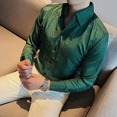 Threebooy Clothing Men Spring High Quality Business Long Sleeve Shirts/Male Slim Fit Solid Color V-Neck Office Dress Shirt