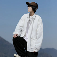 Threebooy Mens Lightweight Jacket Spring Summer Two Large Pockets Loose Fit Plus Size Casual Comfort Breathable Fabric Sun protection Coat