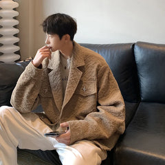 Threebooy 90s Streetwear Old Money American Retro Suit Collar Jacket Men's Spring and Autumn Style Pilot Jacket Short