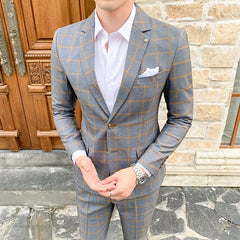 Threebooy (Jackets+Trousers) Brand Clothing Men's Business Groom Wedding DressBlazers/Male Slim Fit Fashion Tuxedo 2 Piece Suits 5XL
