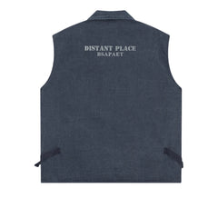 Threebooy Vintage Zipper Denim Vest Jackets Men Streetwear Sleeveless Cargo Coats Harajuku Loose Casual Letter Print Jeans Vests Male