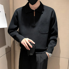 Threebooy Clothing Men Keep Warm In Winter Knitted Sweater/Male Slim Fit Zipper Design Pullover/Man Casual Knit Sweater Korean Style