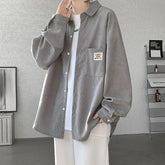 Threebooy Spring Long Sleeved Shirt Men Oversized Retro Corduroy Shirt Men Streetwear Korean Loose Casual Shirts Mens Vintage Shirt M-3XL