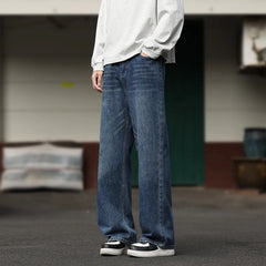 Threebooy Men's Casual Jeans Wide Legs Vintage Loose Trousers Fashionable Comfortable Straight Washed Streetwear Male Denim Pants