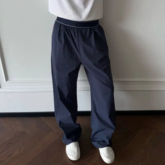 Threebooy Trendy Men Casual Pants Fashionable Simple Solid Color Elastic Waist Straitght-led Male Trousers New Fashion