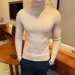 Threebooy Men's High-neck, Pullovers Made of Fine Knitted Fabric with Men's Warm Sweater Solid Color Pullover Turtleneck Sweater