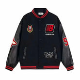 Threebooy American High Street Handsome Embroidered Baseball Jacket Men Autumn And Winter New Retro Stitching Slim Jacket Mens Clothing