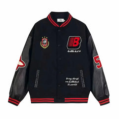 Threebooy American High Street Handsome Embroidered Baseball Jacket Men Autumn And Winter New Retro Stitching Slim Jacket Mens Clothing