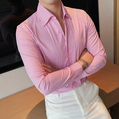 Threebooy New Autumn Men's Business Casual Plaid Shirt Fashion Classic Style Slim Fit Dress Long Sleeve Shirt Male Brand Clothes