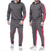 Threebooy Cross-border Men's Striped Sweatshirt Set New Sports Splicing Two-piece Set Casual