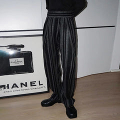 Threebooy Mens Trousers Plush Stripes Contrast Color Casual Pants Autumn Streetwear Fashion All-Match Straight Pants Men'S Clothing