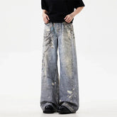 Threebooy New 3D Chain Printed Baggy Jeans For Men And Women Casual Baggy Straight Denim Pants High Street Wide-leg Y2K Blue Jean