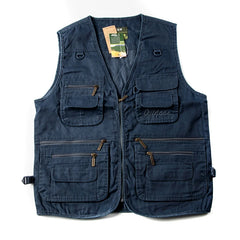 Threebooy American Workwear Retro Metal Zipper Three-dimensional Pocket Cotton Men Women Tactical V-neck Vest Jacket Aesthetic Urban Chic