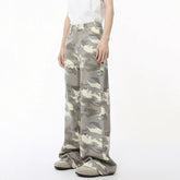 Threebooy High Street Men's Denim Pants Camouflage Casaul Straight Bottom Simple Wide Leg Loose Trousers Spring Stylish 2025