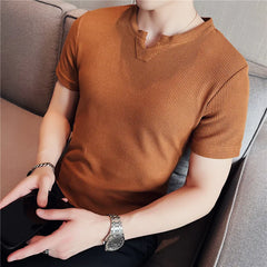 Threebooy Summer New Breathable Ice Silk Short Sleeve Tee Shirt Homme Fashion Round Collar Slim Fit Casual T Shirts Men Clothing Sale