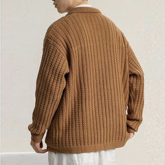 Threebooy American Cargos Knitted Men Cardigan Luxury Trendy Textured Long Sleeve Button-down Sweater Coats Premium Quality Knitwear M-3XL