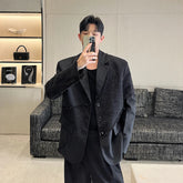 Threebooy Fashion Korean Spring New Men's Patchwork Tassels Suits Niche Blazers Male Casual Solid Color Shoulder Pad Lapel