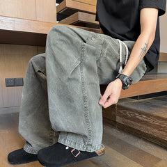 Threebooy Plus Size Men's Jeans 8XL 9XL 100% Cotton Casual Elastic Waist Sweatpants Fashion Pocket Cargo Brand Denim Trousers