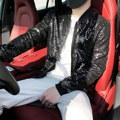 Threebooy Men's Spring High-End Sequins Leisure Jackets/Male Slim Fit Thin Coat/Man Summer Prevent Bask In Clothes Plus Size S-5XL