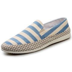 Threebooy Men's Slip-On Canvas Straw Woven Shoes Linen Lazy Fisherman Shoes Beijing Old Peking Cloth Shoes Home One Piece Breathable We...