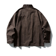 Threebooy Vintage Large Pockets Cargo Jackets Mens Streetwear Punk Y2k Casual Coats Harajuku Loose Hip Hop Japan Style Jackets Male