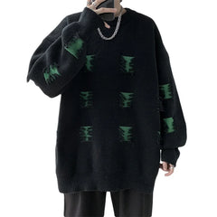 Threebooy Knitwear Pullover Knit Printed Sweaters Luxury Clothing Harajuku Male Jumper New in Sweaters Korean Popular Clothes Men's