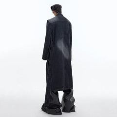 Threebooy Men's Prestige Washed Denim Trench Coat