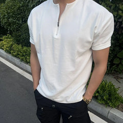 Threebooy New Semi-zipper Waffle Sports T-shirt Breathable and Large-scale Cuffed Fitness Garment Casual Breathable and Versatile