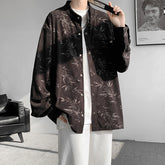 Threebooy Spring Summer Printed Long Sleeve Shirts Man Casual Oversize Blouse Fashion Male Cardigan Korean Clothing Plus Size 5XL-M