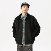 Threebooy Suede jacket men's autumn and winter new item corduroy lapel splicing trendy brand retro loose jacket