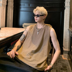 Threebooy Men Ice Silk Hellow Sleeveless TShirts O-Neck Vest Summer Male Loose Casual Tank Tops Fashion Oversized Singlets Male Clothing