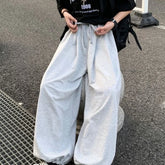 Threebooy Urban Style Draped Sweatpants Wide Leg Lantern Pants for Unisex Elastic Cuff Loose Fit Sport Casual Trousers for Students