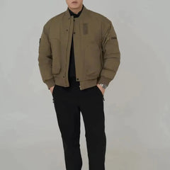 Threebooy Autumn And Winter Fashion Trend Short Stand Collar American Street Loose Casual Trend Baseball Jacket Pilot Cotton Jacket Men