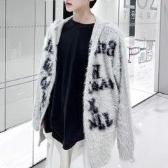 Threebooy Mens Sweater Furry Hoodie Sweater Spring Streetwear Youth Campus Fashion Trend All-Match Long-Sleeved Top Men'S Clothing 2025
