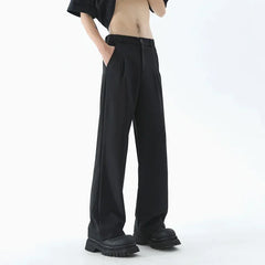 Threebooy Men's Wide Leg Pants Thin Man Black Comfortable Pant Summer Casual Streetwear Loose Trouser Japanese 5XL Trendy Fashion