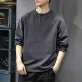 Threebooy Harajuku Simplicity Solid Plus Size Tops Men's Spring Autumn Long Sleeve Loose Street Casual T Shirts Trend Fashion Men Clothing