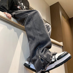 Threebooy New Pants Streetwear Luxury Man Jeans American Vintage Straight Trousers Baggy Wide Men's Clothing