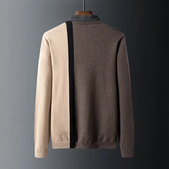 Threebooy New Men's Wool Blend Sweater Shirt with Faux Collar, Striped Color Block Design Knit Sweater Sweater Men Casual Fashion