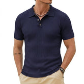 Threebooy Summer Knitted Sweat Shirts for Men Luxury Work Jumper Short Button Knitwear Gym Man short sleeve Sweaters Breathable T-shirts