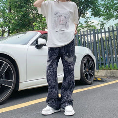 Threebooy Y2K Fashion Graphic Embroidery Baggy Jeans Pants For Men Clothing Straight Wide Leg Women Denim Trousers Pantalones Hombre