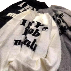 Autumn and Winter American Men and Women Trendy Personalized Letter Round Neck Sweater Couple Loose Hip Hop Casual Knitted Top